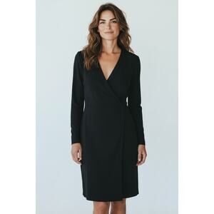 Ann Taylor Classy Black Tie-Waist Wrap Dress Sz 6 – Clean Lines, Boss Energy